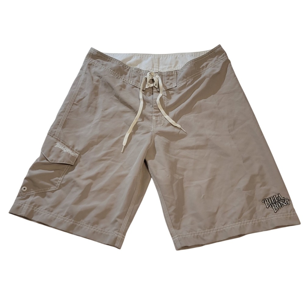 Vintage Y2K Billabong Board Shorts Mens 36 Tan Khaki Cargo Pocket Surf‎ Trunks